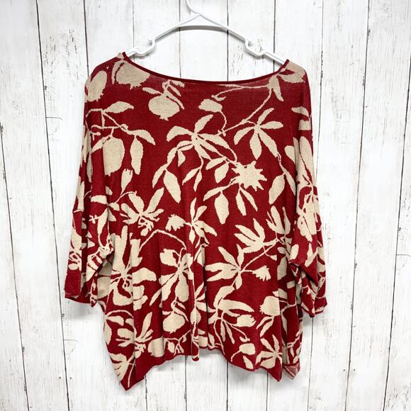 Peruvian Connection Sweater Women Size M/L Botanical Boat Neck 3/4 Sleeve Blouse - Picture 5 of 5